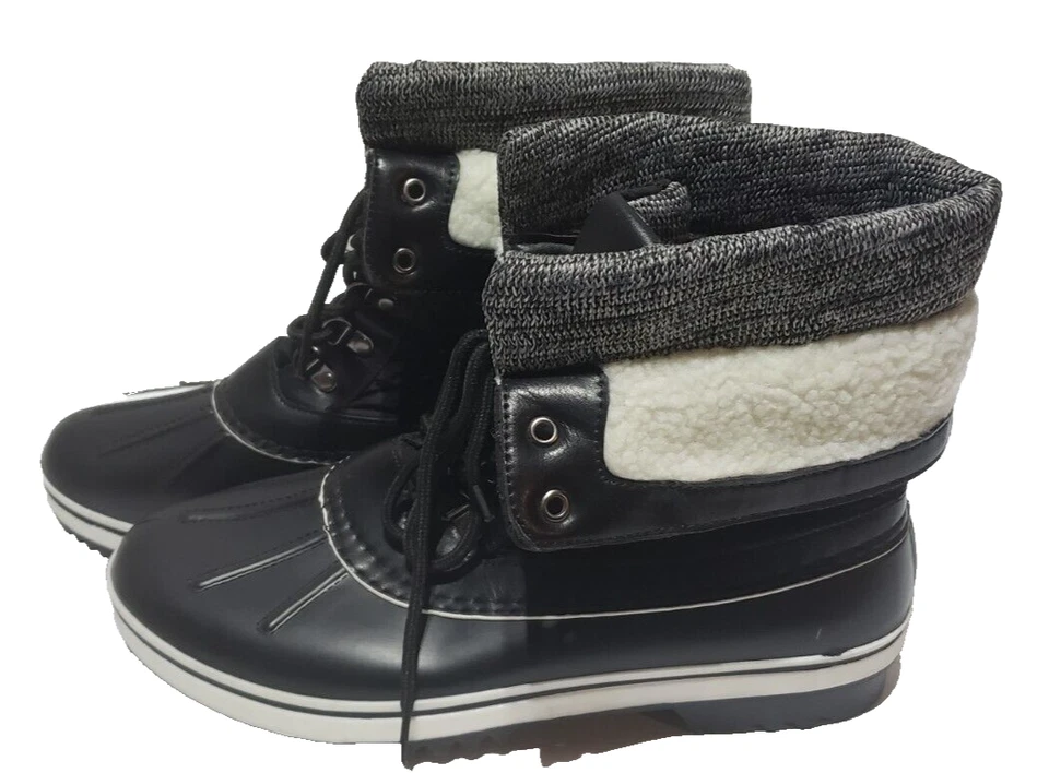 Botas de invierno para mujer Forever de piel sintética negras talla 11 nuevas sin caja Foto 3 de 4