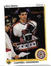CHRIS CHELIOS 1990-91 UPPER DECK ALL STAR CARD NEAR MINT+ CONDITION