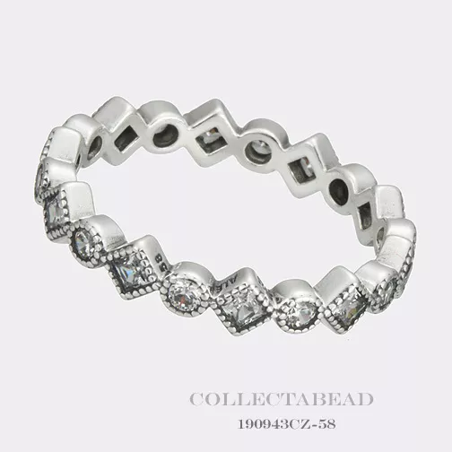 Authentic Pandora Silver Alluring Brilliant Princess CZ Ring Size 48 190943CZ