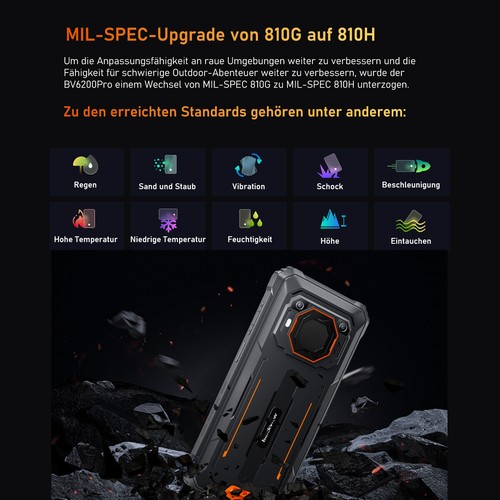 Blackview BV6200 Pro telefon komórkowy 18GB + 128GB Android 14 Outdoor Smartphone 13000mAh NFC - Zdjęcie 10 z 15