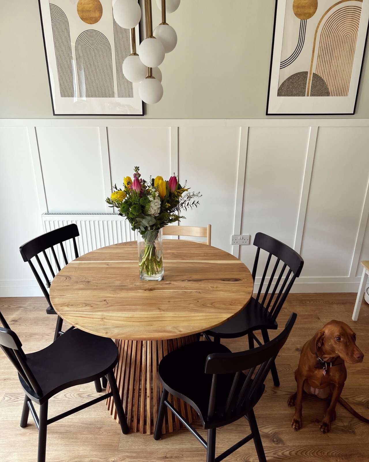 Lucia Luxury Round Solid Acacia Wood Dining Table in Black 120cm Diameter