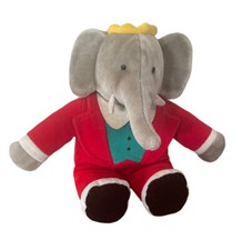 Gund Babar the Elephant Plush Vintage 1988 14" Stuffed Animal Red Suit
