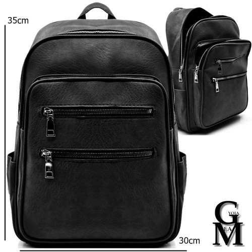 GM Zaino donna uomo zainetto viaggio cerniere lavoro casual pelle viaggio  nero | eBay