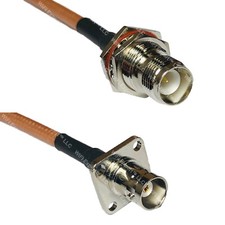 RG400 RP-TNC FEMALE BULKHEAD to BNC Flange Female RF Cable FAST-SHIP LOT