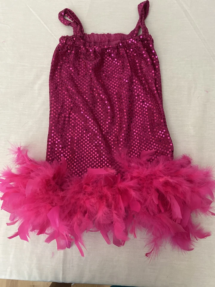Vestido Sequence Niña Con Pluma Disfraz Talla 3T Foto 2 de 4