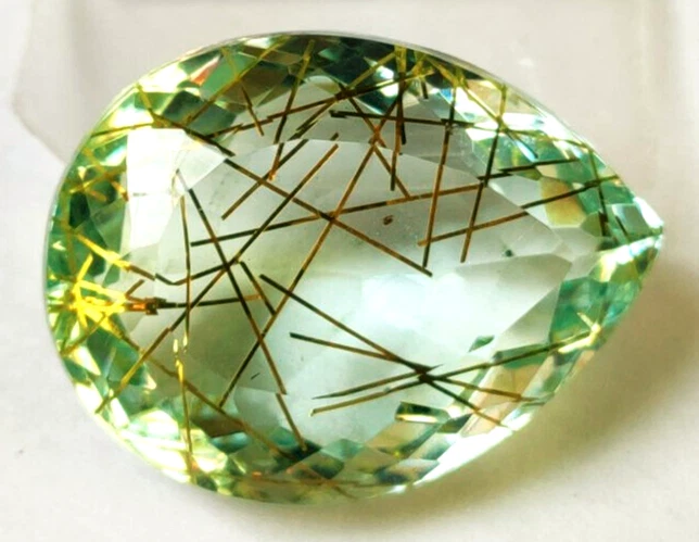 81 Ct. Large Golden Rutilated Quartz Pear Cut Loose Gemstone for Ring & Pendant - Image 2 of 4