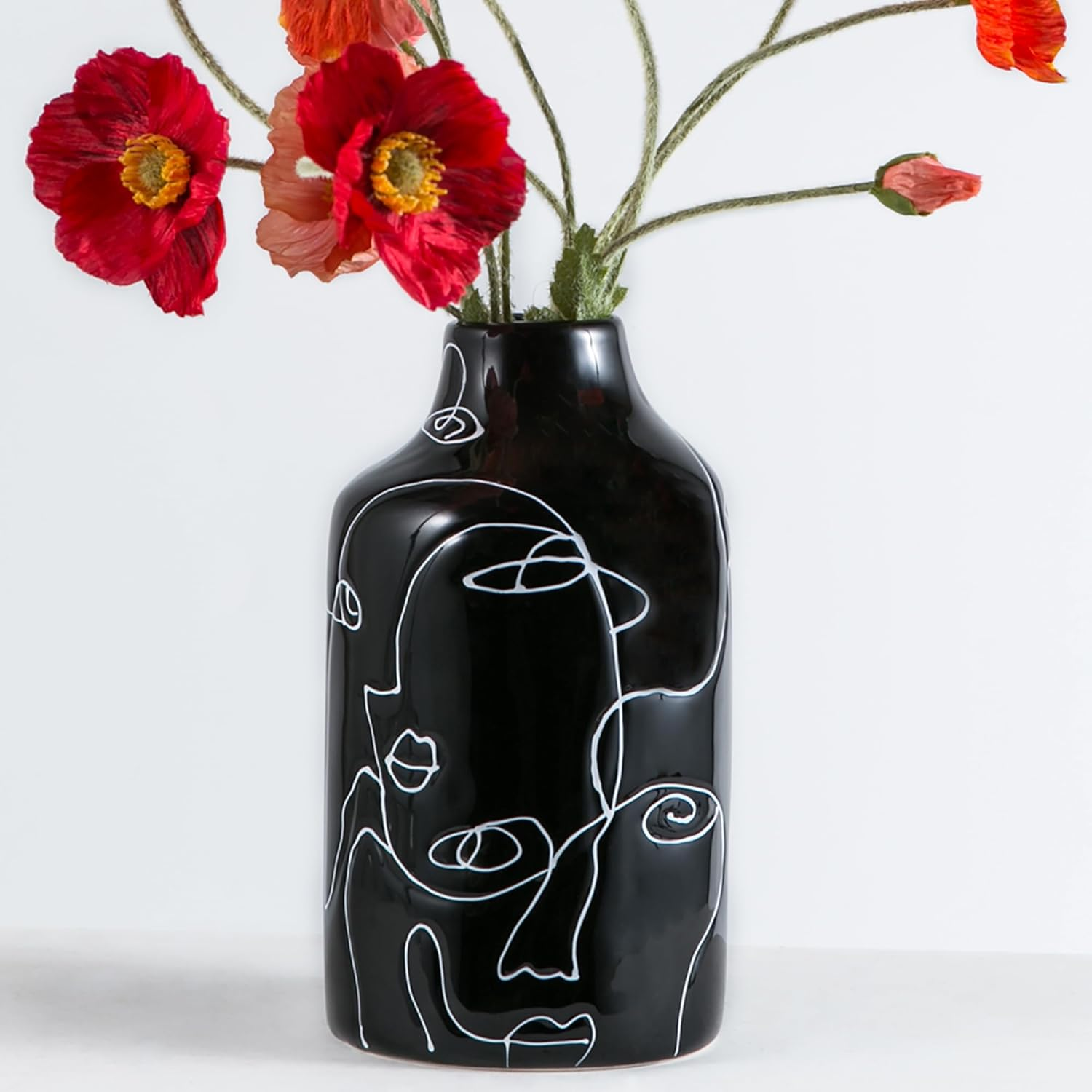 Ceramic Vase Irregular Face Design Decorative Flower Vase for Home Decor Living
