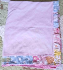 Pottery Barn Kids Cotton Pink w Pastel Flowers Floral Edge Baby Girl Blanket EUC