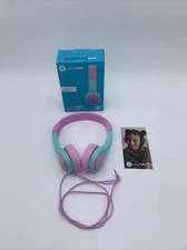 JLab JBuddies Folding Kids Wired Headphones Gen 2, Pink/Teal