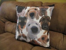 Pillow Cover Dog Face Breeds Choose: 16x16, 18x18 or 20x20 Insert NOT included