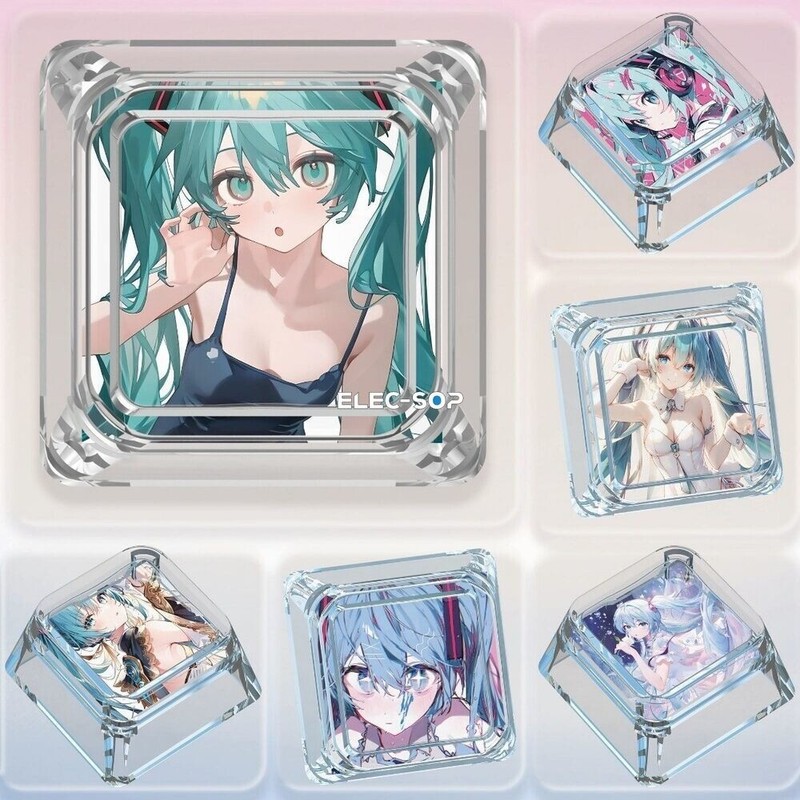 Anime Hatsune Miku Transparent Manga Novel Keycaps for Cherry MX Keyboard #86