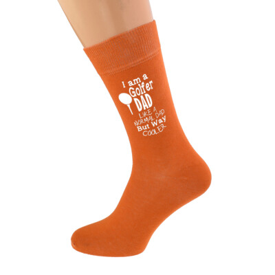 I am a Golfer But Way Cooler Dad Burnt Orange Socks UK 5-12 - N1104