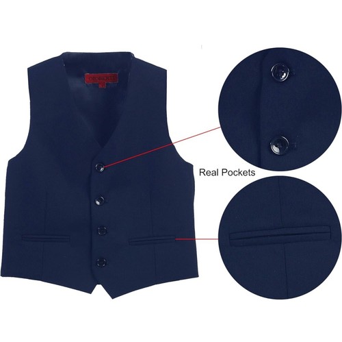 Gioberti Boy's 4 Button Formal Suit Vest- Royal Blue Size 8 - Picture 2 of 3