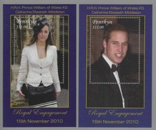 Penrhyn 2011 - Royal Engagement - Set of 2 Deluxe Miniature Sheets- MNH