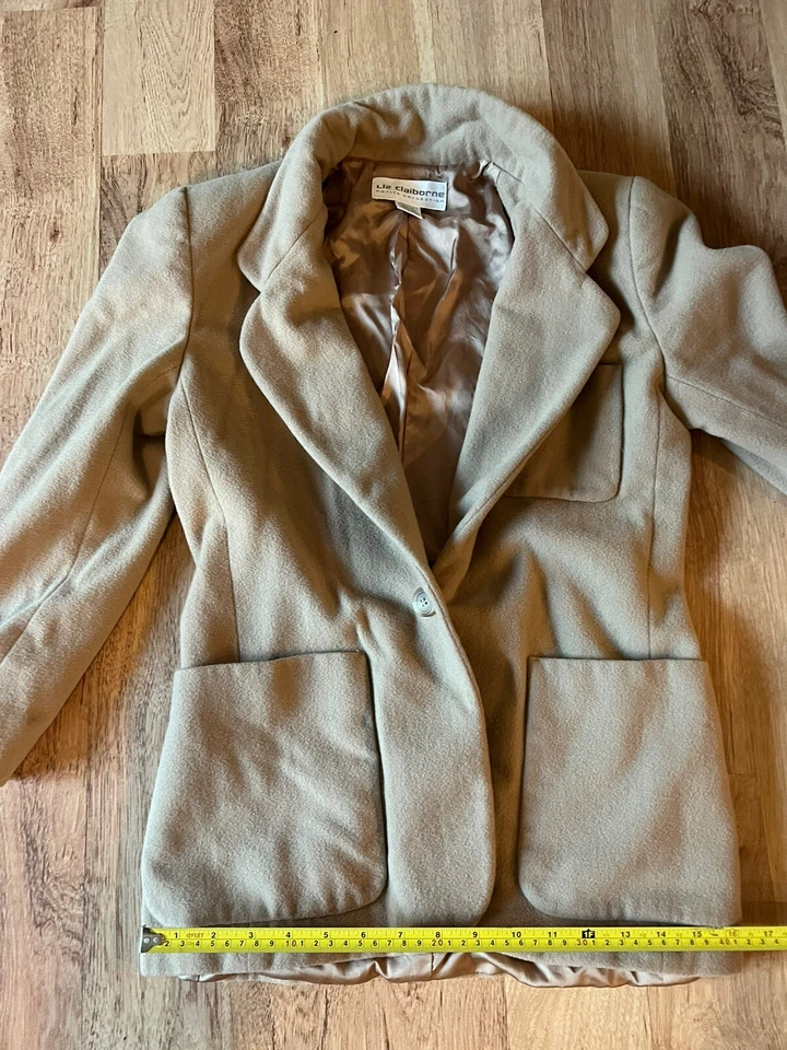 Chaqueta Blazer Vintage Liz Claiborne Mezcla Lana Cachemira 4 P Etiqueta ILGWU Boho Foto 3 de 4