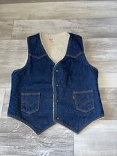VTG 70s Levis Orange Tab Sherpa Lined Made In USA Trucker Jacket Vest Mens Large