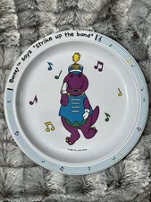 Vintage Barney Kids Plate Purple Dinosaur 8.5" Strike Up The Band Melamine 1992