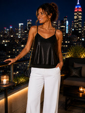 Paper Crane Black Metallic Layered Camisole Tank Top Small