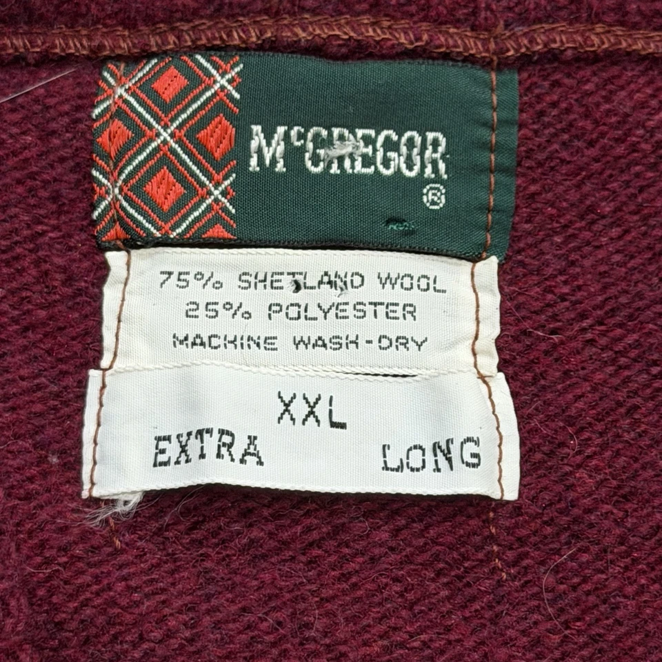 Chaleco Suéter McGregor De Colección 75% Lana Shetland Tejido Rojo Borgoña Para Hombres 2XLT Foto 3 de 4