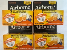 Pack of 4 Airborne Effervescent Zesty Orange 10 Tabs, Total 40 Tablets