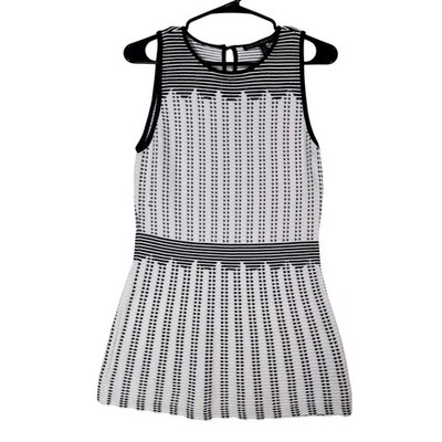 White House Black Market Women Striped Sleeveless Knit Tunic Top Small Minimal
