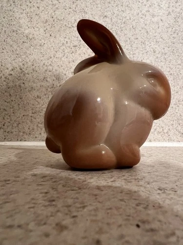 2005 Fenton Slag Art Glass Chocolate Bunny Figurine 100th Anniversary