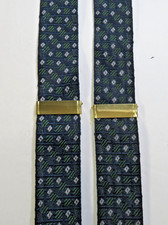 COLE HAAN silk mulitcolor Suspenders Braces,brass/leather hardware