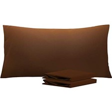 King Pillowcase Set - 2 Pack Brushed Microfiber 20x40 King 20" x 40" Brown