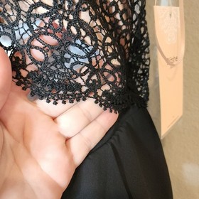 NWT Blashe Sz Medium Wide Leg Lace Cutout Pleated Black Nude Sleeveless Jumpsuit