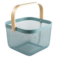 AJIODA Metal Mesh Steel Basket, Storage Organizer Basket Blue