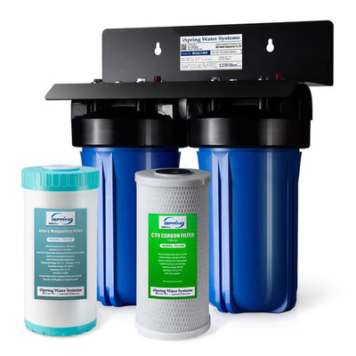 iSpring WGB21BM 2-stufiges Ganzhaus-Wasserfiltersystem, 10  x 4,5  Carbon B