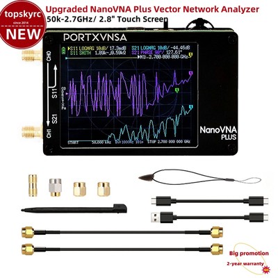 Upgraded NanoVNA Plus 50kHz-2.7G Vector Network Analyzer 2.8-in Touch Screen VNA