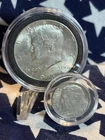 90% Silver Kennedy Half Dollar And Roosevelt Dime. UNC.