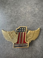 Harley-Davidson 1983 Vintage Belt Buckle Wings Flag Brass Used