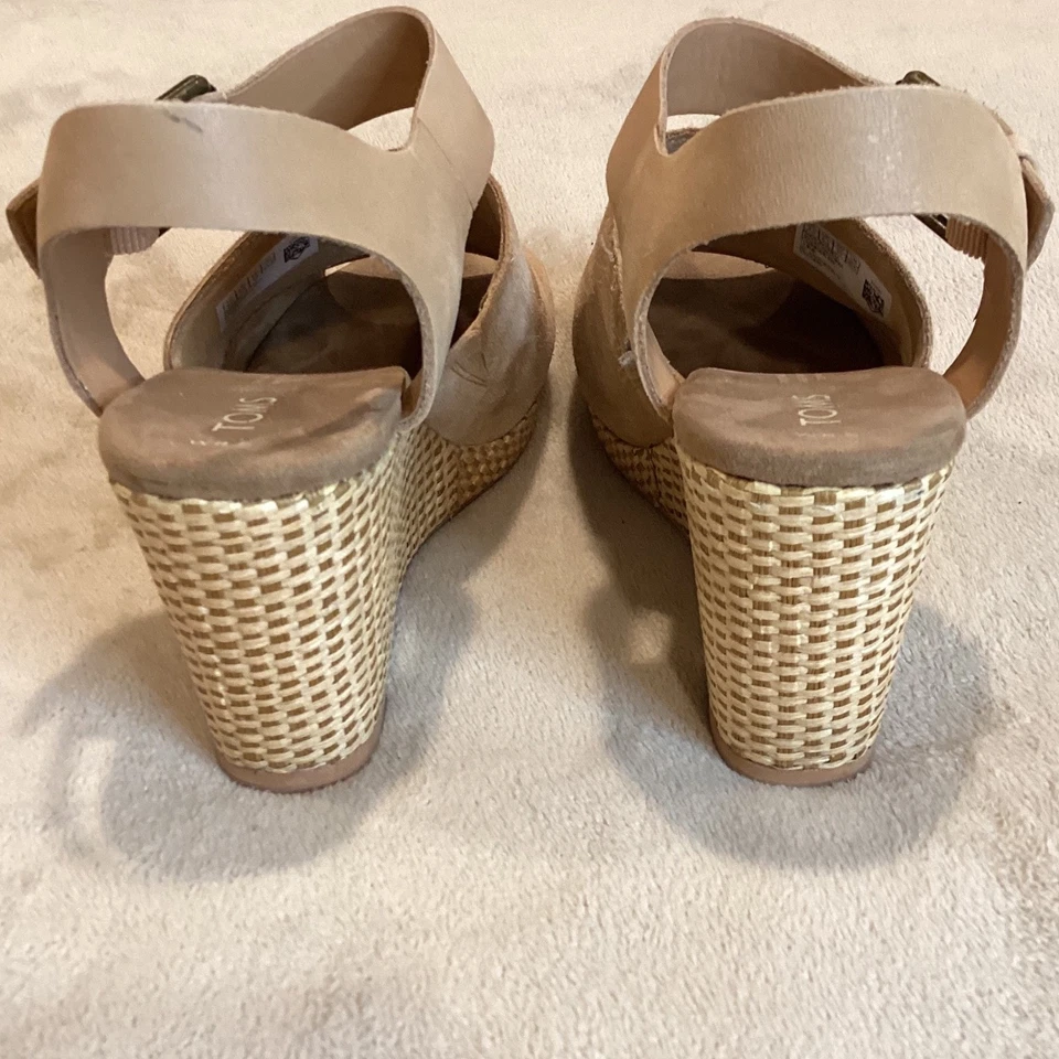 Toms Tropez Cuñas Miel Gamuza y Cuero Para Mujer Talla US 8.5, UK 6.5, EU 39 Foto 4 de 4