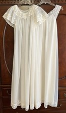 Vintage Shadowline Nightgown Robe Peignoir N glig e Set Chiffon White PETITE XS