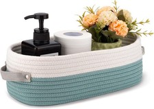 Cotton Rope Woven Toilet Paper Baskets for Organizing 13"x5.9"x4" Mint Green