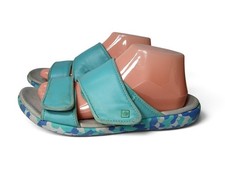 Spenco Kholo Nuevo Orthotic Slide Sandal 9D Slip On Two Strap Adj Aqua Camo