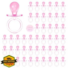 Baby Shower Game Pacifiers 48 Pcs Pink Plastic Large Size Party Favors