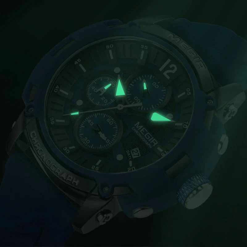 Megir Reloj Hombre Cronógrafo Analógico Cuarzo para Hombre con Fecha Manecillas Luminosas  Foto 4 de 4