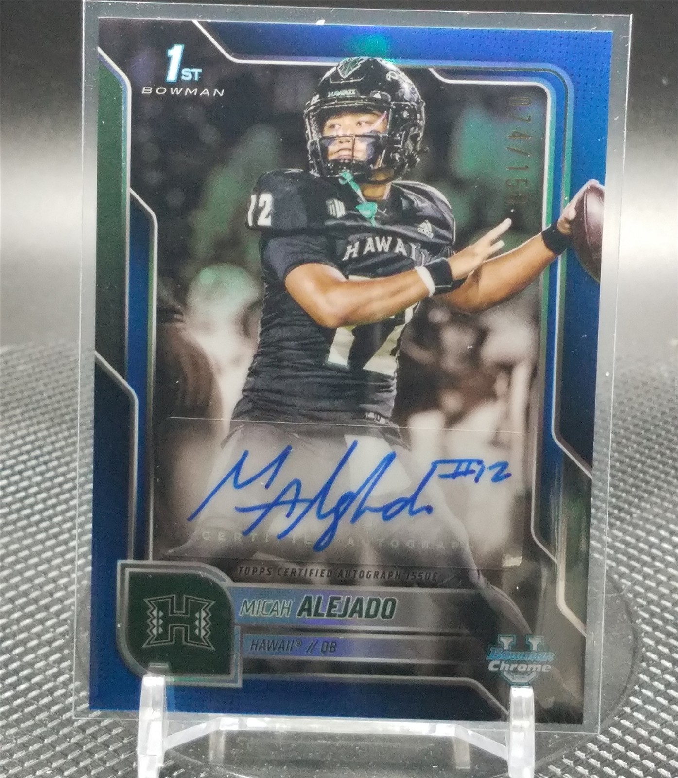 2025 Bowman Chrome University Micah Alejado AUTO Blue /150 Hawaii 1st
