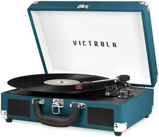 Journey Bluetooth Portable Suitcase Record Player   with Built-In Speakers, 3 Sp