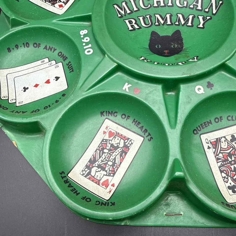 Vintage TRANSOGRAM BLACK CAT MICHIGAN RUMMY ACE-HI GAME Board Tray Kiddie Pot - Image 2 of 4