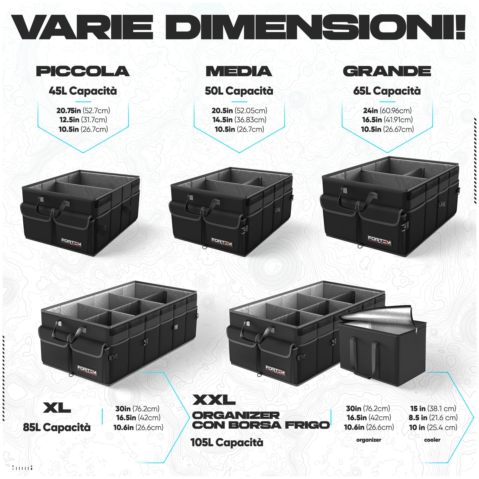 Portaoggetti Bagagliaio per Auto 85L Organizer Macchina Pieghevole Suv Accessori - Miniatura 3