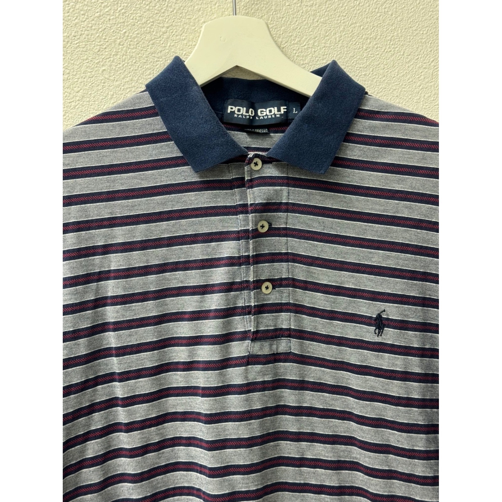 Polo Golf Ralph Lauren Striped Polo Shirt Gray Red Short Sleeve Mens thumbnail 4