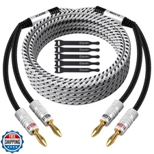 Elecan 14 AWG Speaker Cable Wire 6 Feet with Gold-Plated Banana T
