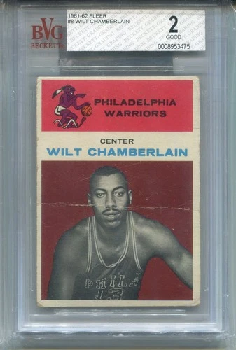 1961 Fleer Wilt Chamberlain Rookie Card BVG 2 Graded Basketball #8