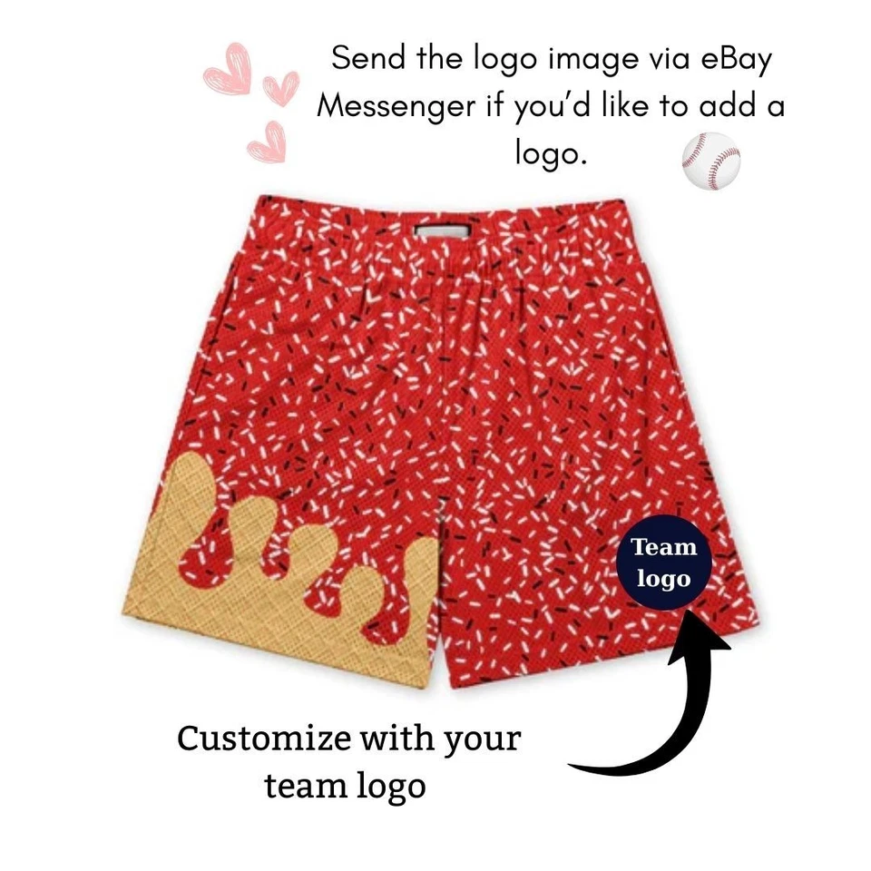 Baseball Ice Cream Drip Hawaii Shorts Boys Custom Youth Sports Team Gift - Image 4 of 4