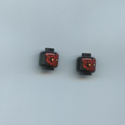 Star Wars LEGO x 2 Black Minifigure, Head Alien with SW Darth Maul 3626pb3903