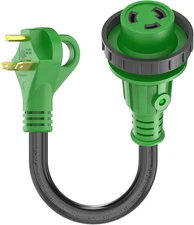 RVGUARD 30 Amp to 30 RV Adapter with Locking Connector 12 Inch, Green 